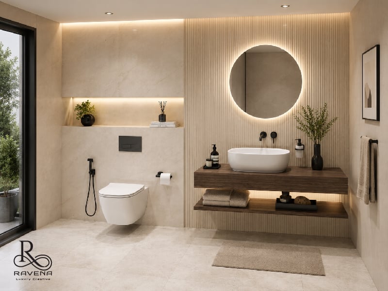 Wash basin and premium bathroom fittings with Ravena branding by alwakil.ae
                        حوض غسيل وتجهيزات حمام فاخرة مع علامة رافينا من alwakil.ae⁠
                        