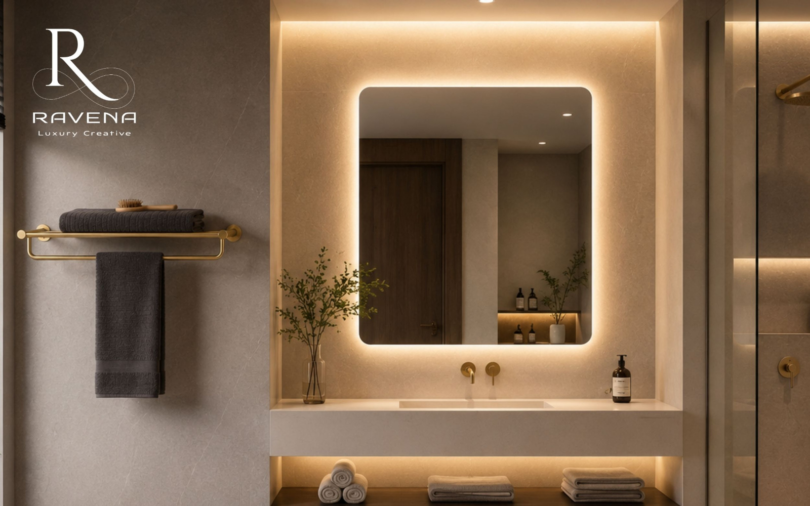 Ravena bathroom accessories LED mirror UAE