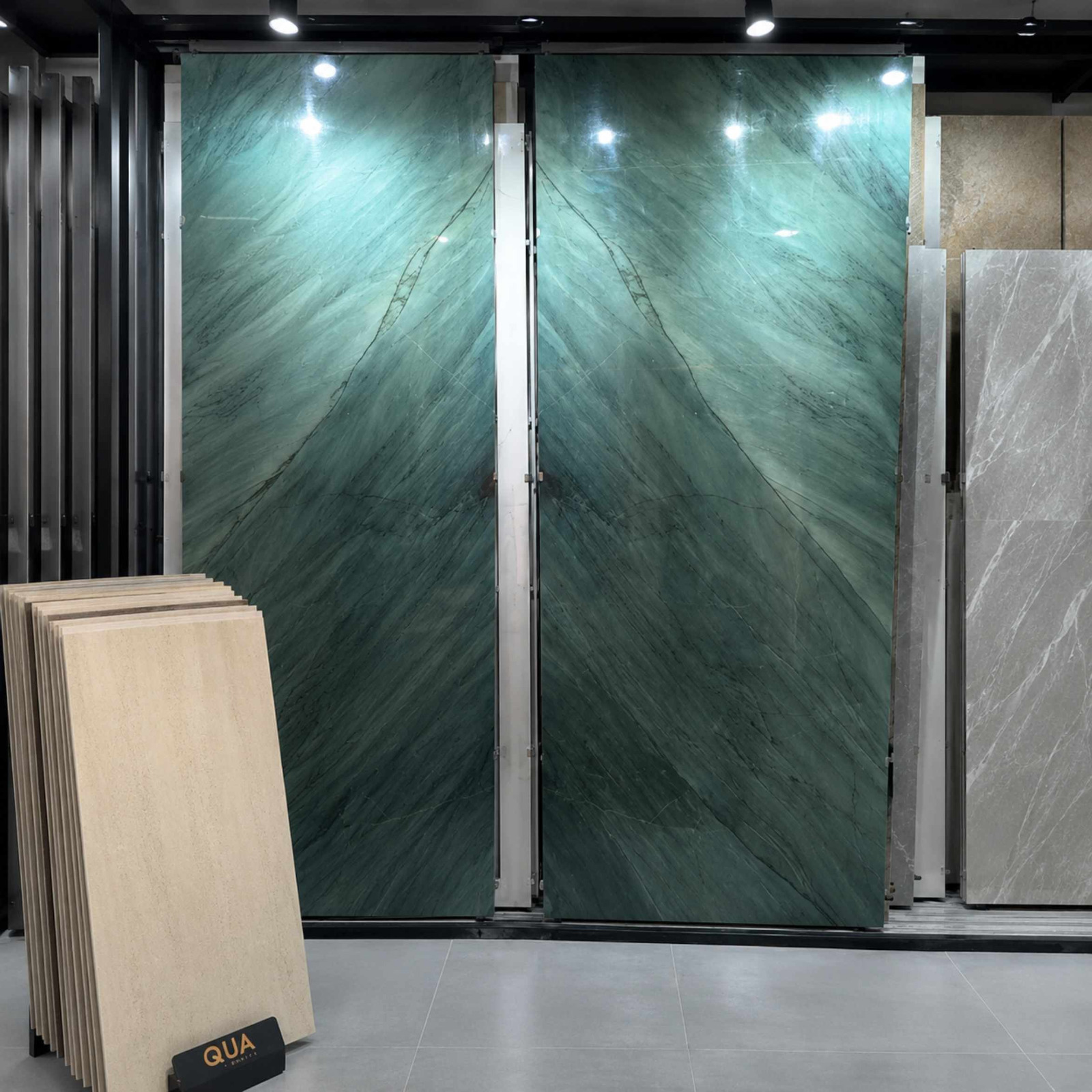 Emerald green marble slabs