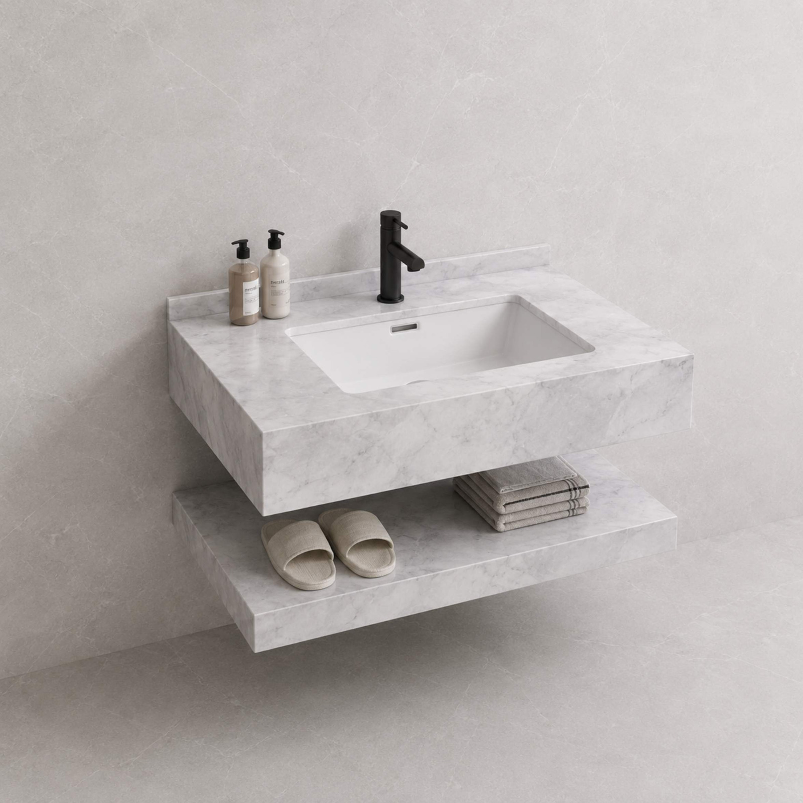 Carrara marble vanity