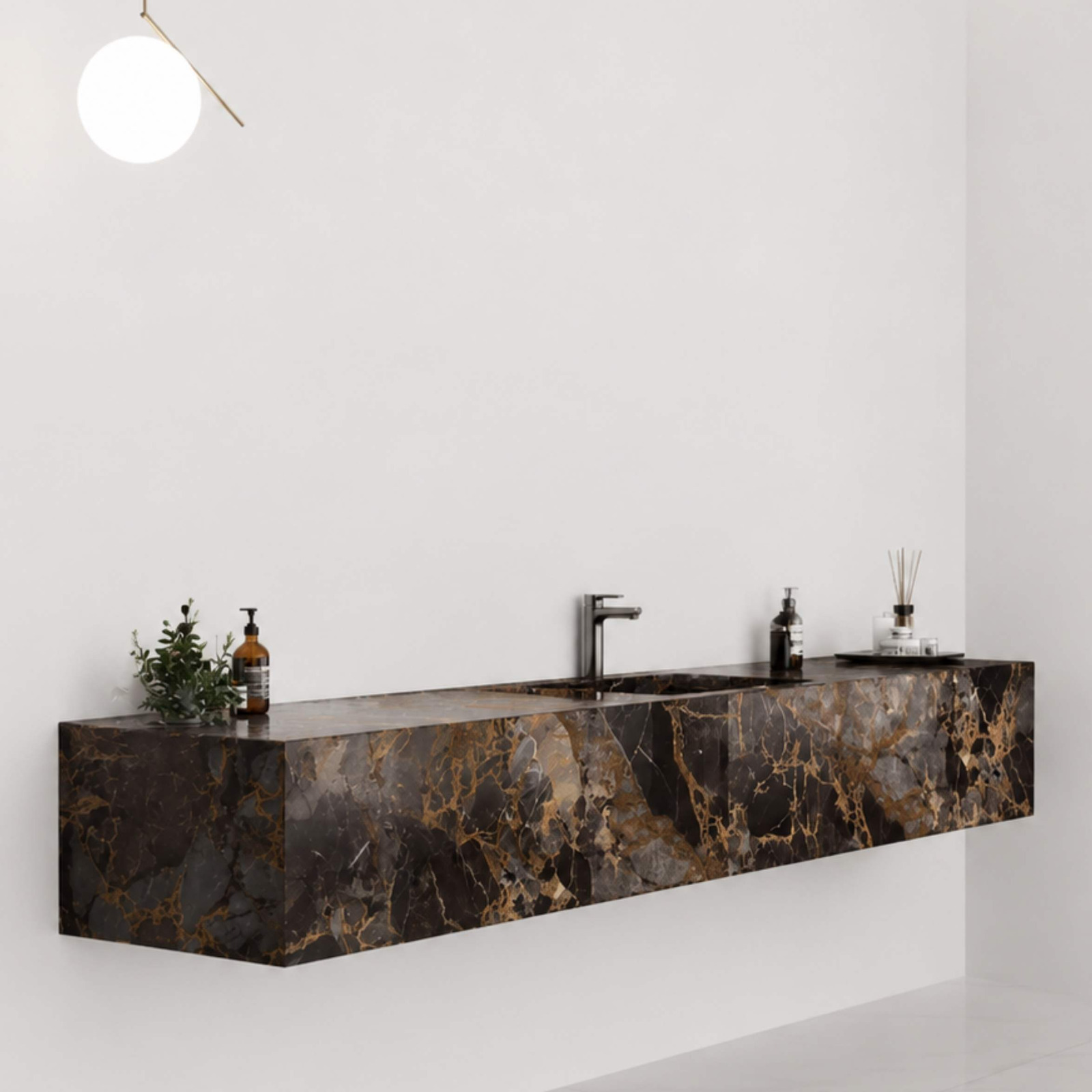 Portoro gold marble vanity